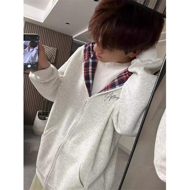 1506A/GZSW20320/P57潮牌美式hiphop连帽开衫卫衣男秋冬宽松外套图片