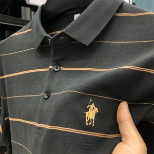夏季保罗POLO衫男士长袖T恤时尚休闲翻领宽松中年男装体恤衫上衣图片