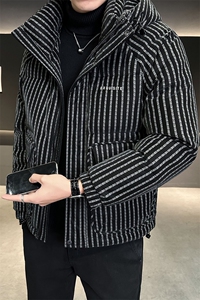 标50白鸭绒连帽加厚品质男装皮羽绒服大货C317-Y826--P295图片