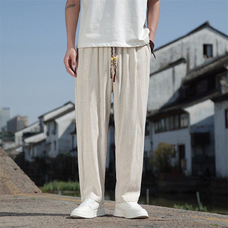 风亚麻休闲九分裤012-批55,男装休闲裤,星座816A（原B366）