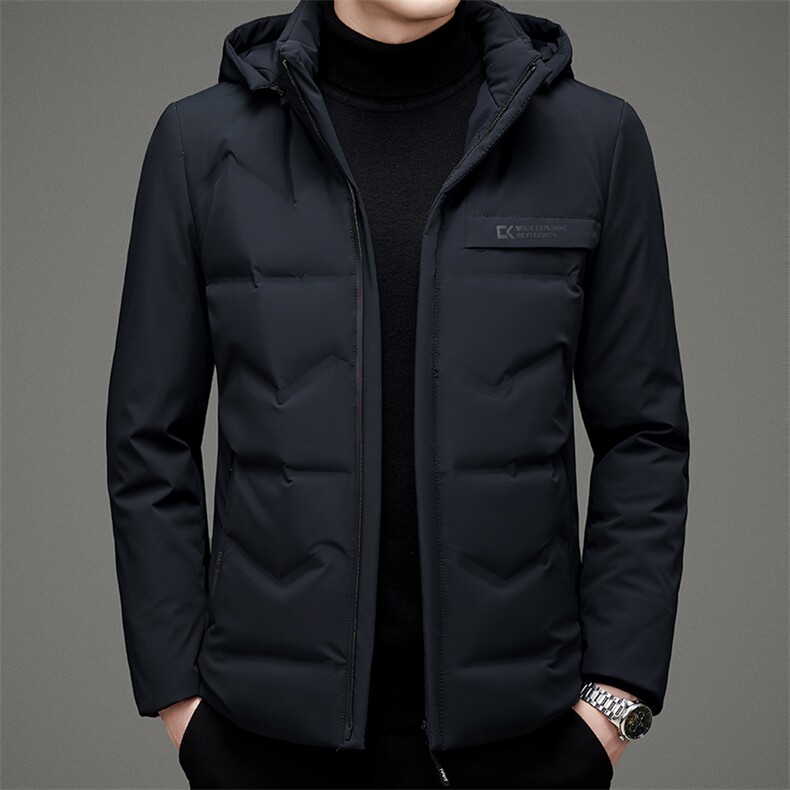 DZ119钱塘2020-3冬季厚款商务休闲简约有帽中年男士羽绒服P210图片