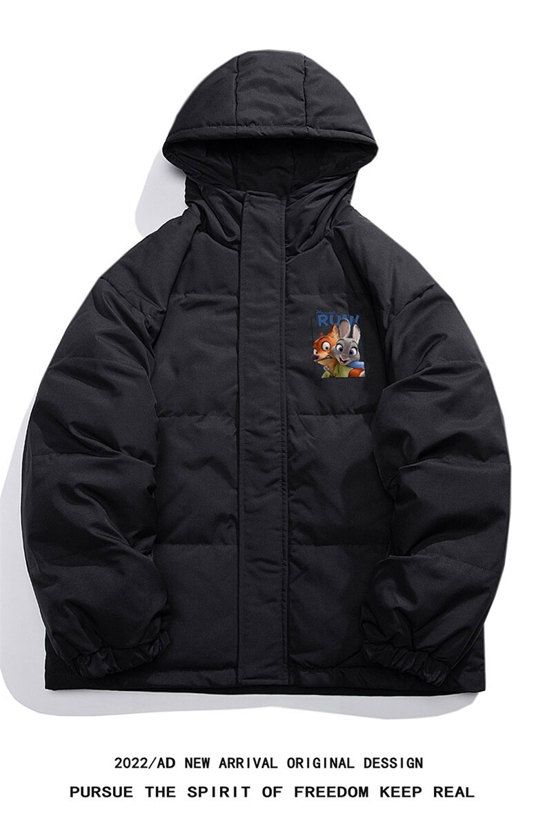 白鸭绒白底22冬季潮流卡通动漫印花保暖连帽羽绒服YR178P195控258,男装羽绒服,电商A247-1