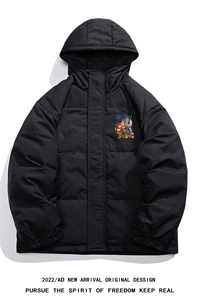 白鸭绒白底22冬季潮流卡通动漫印花保暖连帽羽绒服YR178P195控258图片