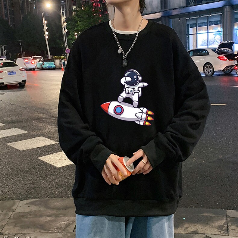 S6158-P28加绒款-P33秋季圆领卫衣男大码韩版宽松长袖外套,男装卫衣,电商A040