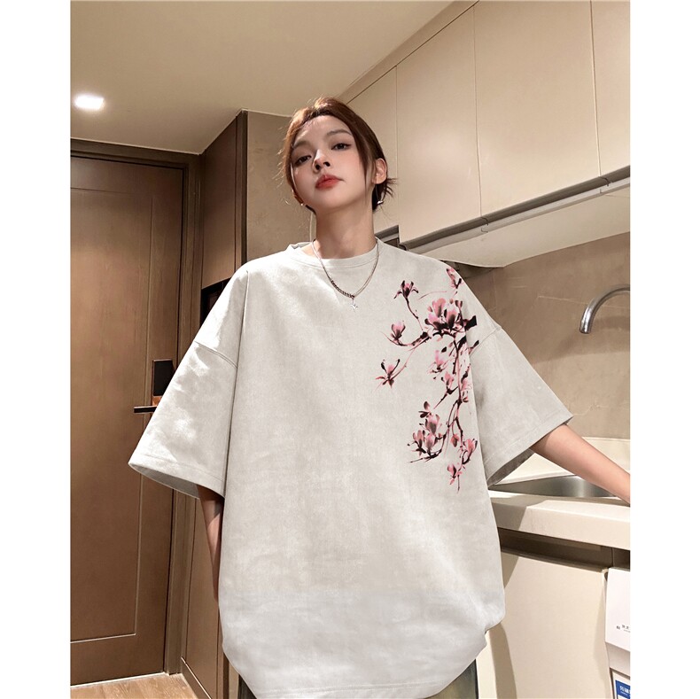 得物抖音直播高品质麂皮绒风印花宽松短袖djp296-特批23控39,男装T恤,星座605(原A050)