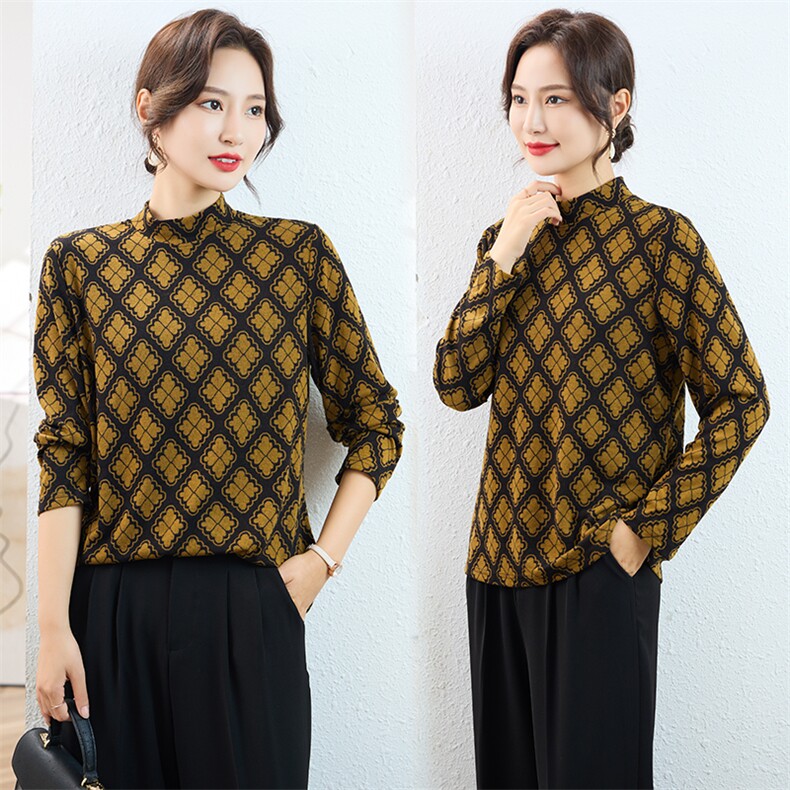 打底衫妈妈装2023秋冬季新款大码修身套头T恤女，女装大码女装，奕阳依阁