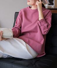 显白树莓红薄款空气感T恤极简宽松纯色长袖，女装T恤，湘姗