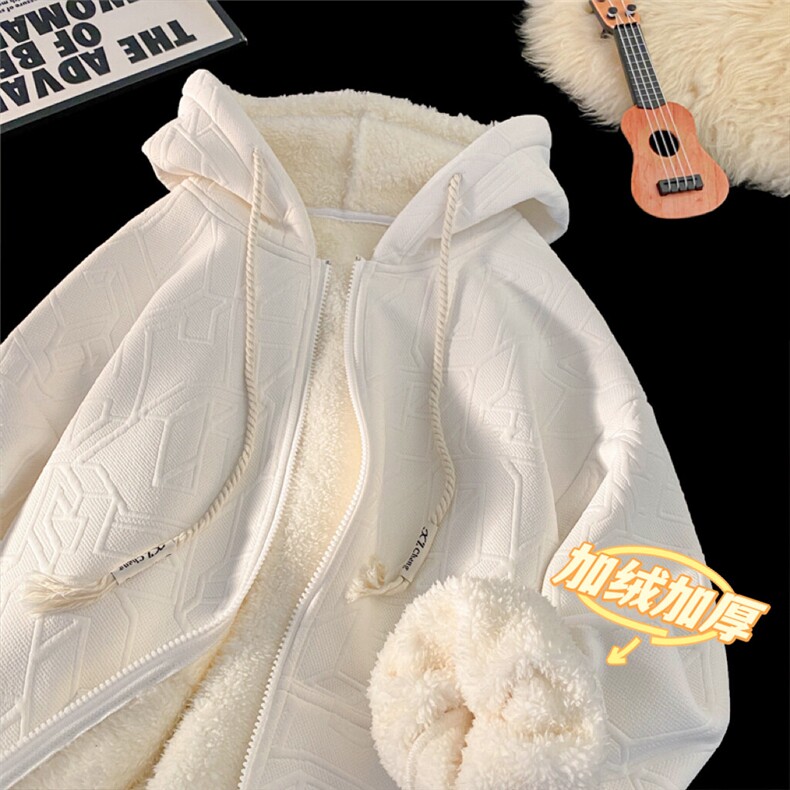 2024 冬季新款 港风摆拍大码肌理感加绒卫衣M-5X HW24938-P75图片