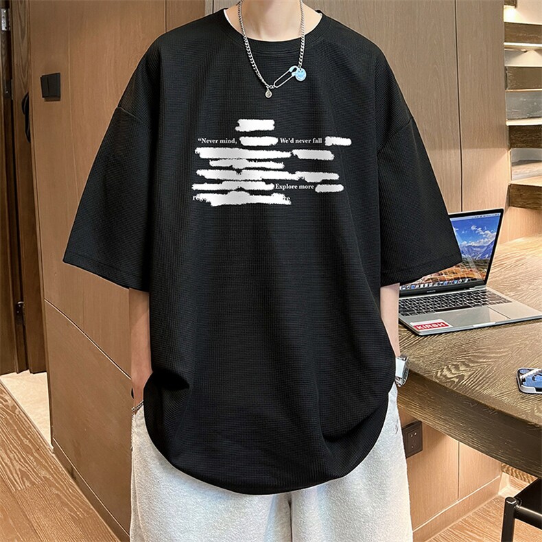 华夫格t恤男短袖男大码五分袖 HT73445-P22图片