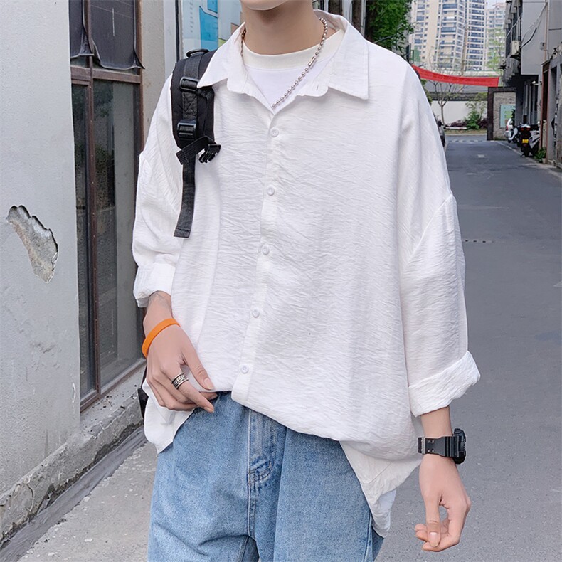 910A-C215-P45控58港风秋装新款棉麻纯色简约情侣男女衬衫潮,男装衬衫,星座910A