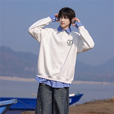 假两件大码M-5XL卫衣表面棉底部聚酯纤维78074P59控88，男装卫衣，星座227-7