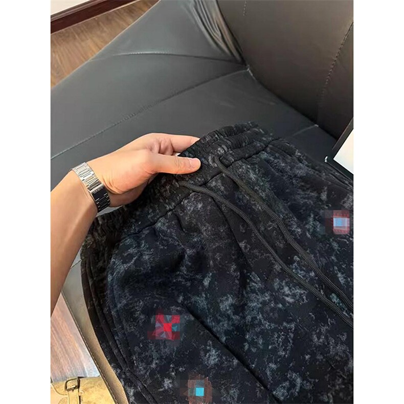 春装高品质扎染刺绣工艺弯刀卫裤男重磅复古垂感休闲运动裤阔腿裤,男装休闲裤,电商A443