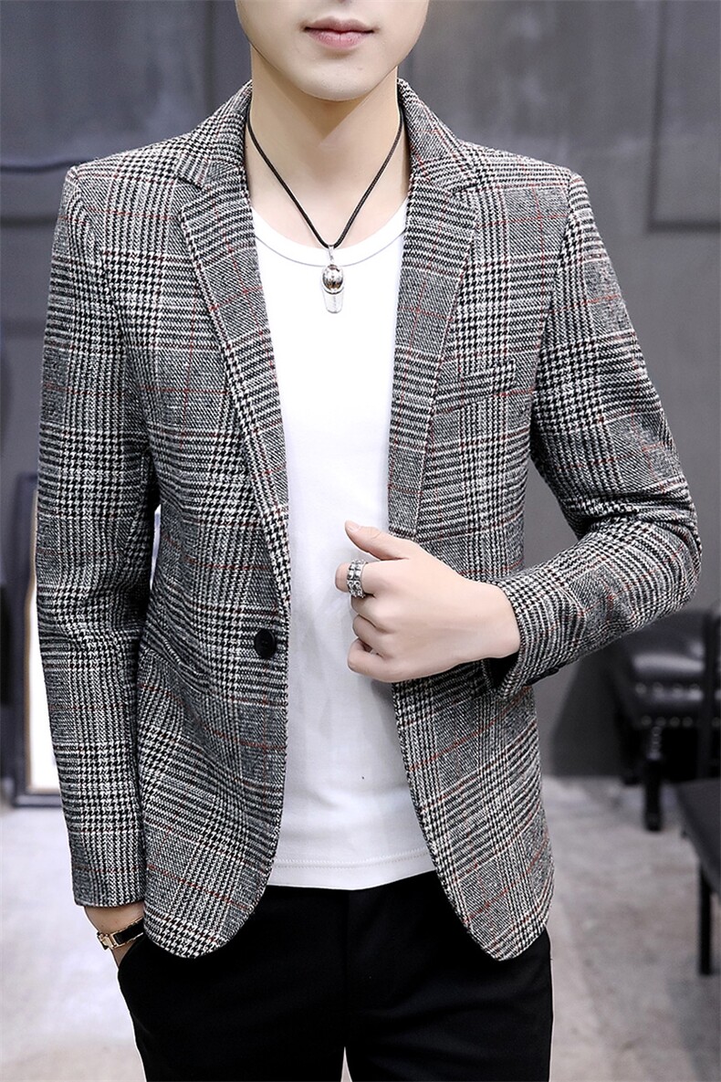 男装西服外套2023春秋季新款爸爸装上衣中年男士商务休闲条纹外套,男装西服,电商B212（原钱塘6029）