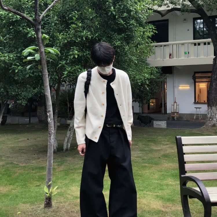 M275-P56圆领开衫重工大扣子毛衣2025秋冬新款法式百搭纯色,男装针织衫/毛衣,电商B323A