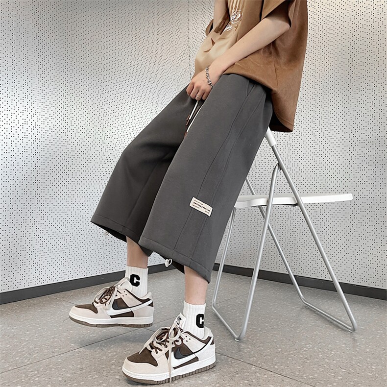 A018-K009P50/秋季休闲大码宽松直筒纯色贴标七分裤男M-6XL，男装牛仔裤，电商A018