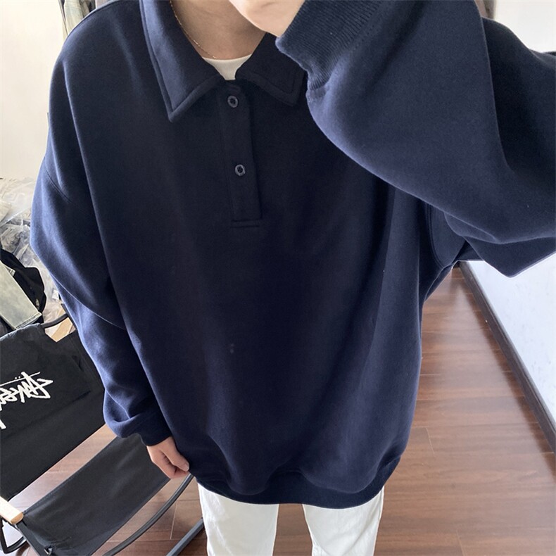 抖音得物高品质二开25秋冬美式高街结构设计POLO翻领卫衣外套W77,男装卫衣,电商A486-1