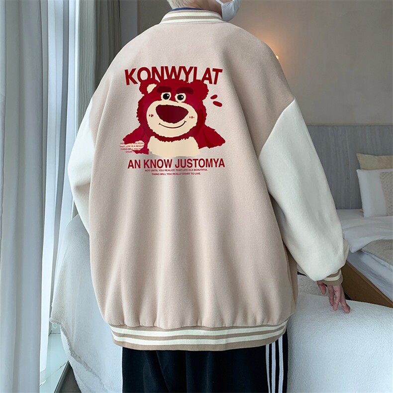 摇粒绒棒球服男大码开衫卫衣男夹克BF86285-P65,男装夹克,电商A040