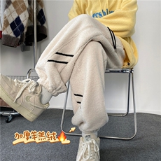 2024冬季新款潮流羊羔绒保暖宽松束脚休闲裤B315-K23530-p65控88，男装休闲裤，电商B315
