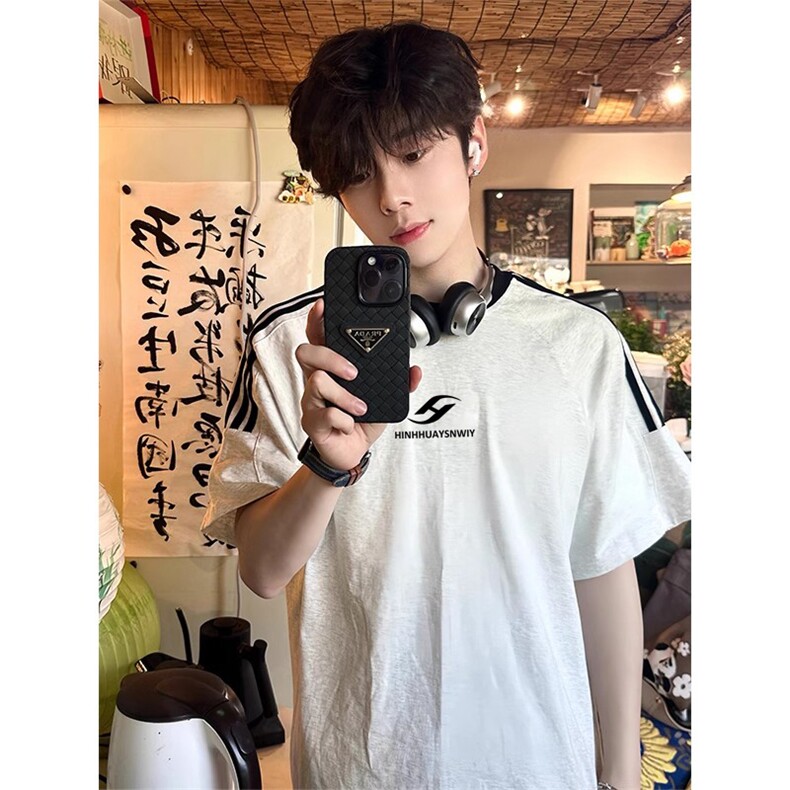 夏季美式高街重磅纯棉三条杠织带撞色男女短袖T恤ZD536-特P30,男装T恤,电商A486