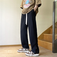 直播品质夏季侧拉链休闲裤男宽松拖地百搭D329-QM586-P60-控88，男装休闲裤，电商D329
