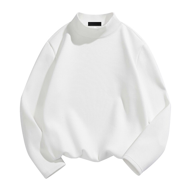 抖音得物品质260克精梳德绒保暖长袖T恤纯色半高领打底针织衫DR01，男装T恤，电商A486