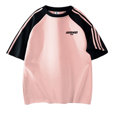 粉色拼黑袖