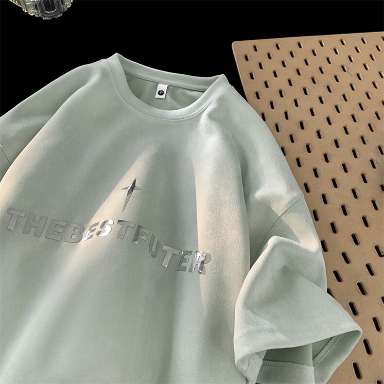 ！2025夏季新款男士麂皮绒短袖T恤情侣半袖TL2405特P25控45,男装T恤,电商B220