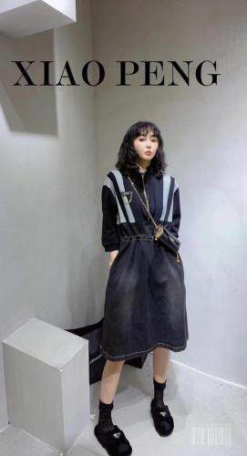 现货拼接连衣裙，女装连衣裙，嗨摩拉