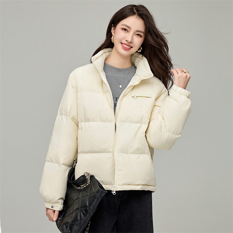 立领短款羽绒服女冬超轻面包服90白鸭绒加厚外套图片