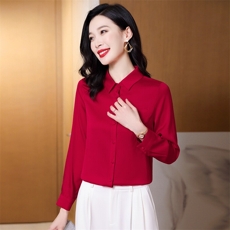 真丝春装优雅气质真丝衬衫女短袖宽松显瘦印花上衣时尚图片