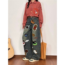 1506A/GN15310/P60高街复古涂鸦卡通牛仔裤女，男装牛仔裤，星座1506A