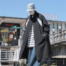 春秋款高级感卡其色大衣外套轻熟风男装长款风衣男士W5077-P60，男装风衣，星座512-2