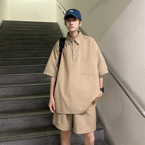 日系红休闲套装帅气百搭夏季宽松ins潮痞帅两件套 T661-P50图片