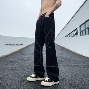 B221 美式ins高街小众百搭毛边直筒牛仔裤 LK23035-P60 控78图片