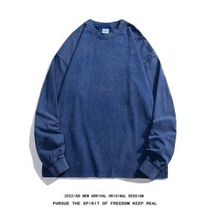 光板 得物\唯品\抖音二开260G水洗炒雪花长袖圆领T恤 ST200P35图片