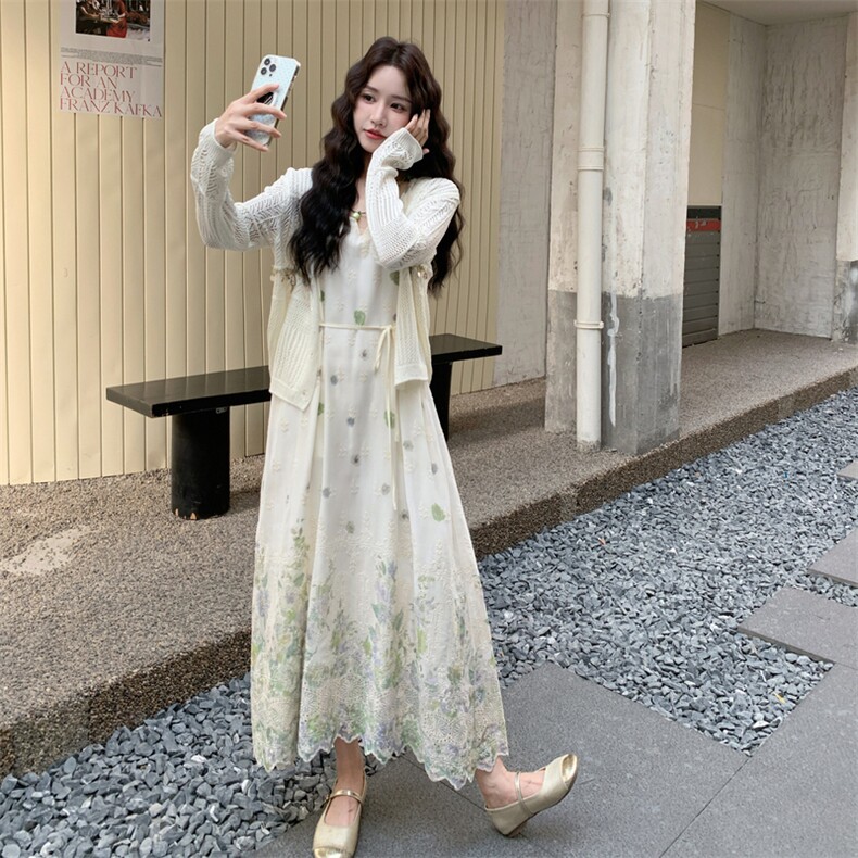 26春新款现-法式度假风针织无袖连衣裙套装2630-P190K308,女装套装/套裙,2B190