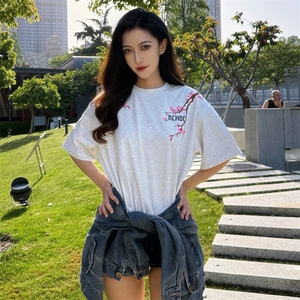 万针全刺绣工艺抖音得物高品质260克重磅纯棉双纱美式高街短袖T恤图片
