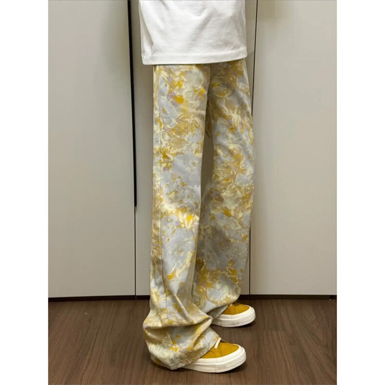 NZT41LL-特P43cleanfit美式复古提花牛仔裤男高街直筒裤,男装牛仔裤,星座1007（原301D）