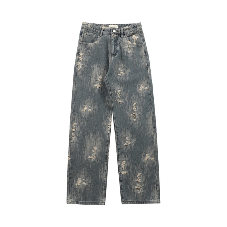 25春季新款工装潮流牛仔水洗破洞夹克外套工装裤套装N8251/P228，男装夹克，星座202-1