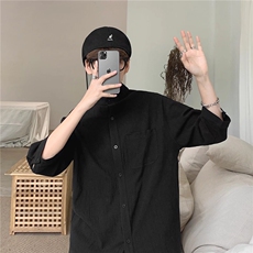 白色棉麻短袖衬衫男夏季新款潮流半袖衬衣男士休闲上衣服C118/P30，男装T恤，星座506