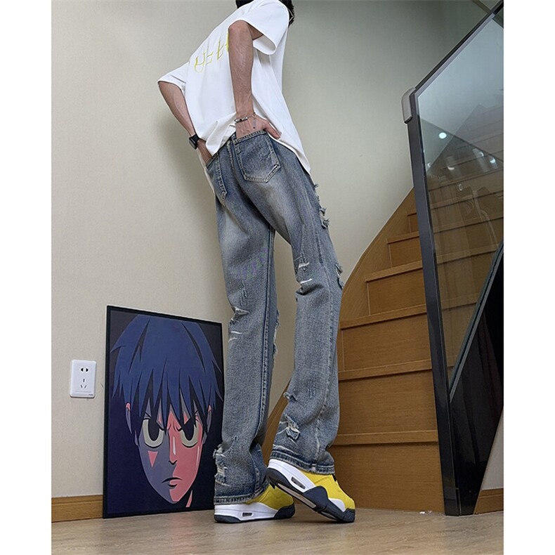 美式高街ins小众破洞牛仔裤货号K755P6578,男装牛仔裤,电商A063