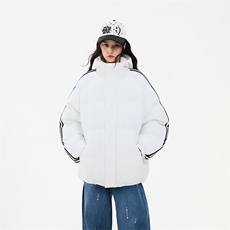 冬季潮流条纹五防立领加绒加厚棉衣情侣撞色棉服外套MY8899-p78，男装棉衣，星座610B-1