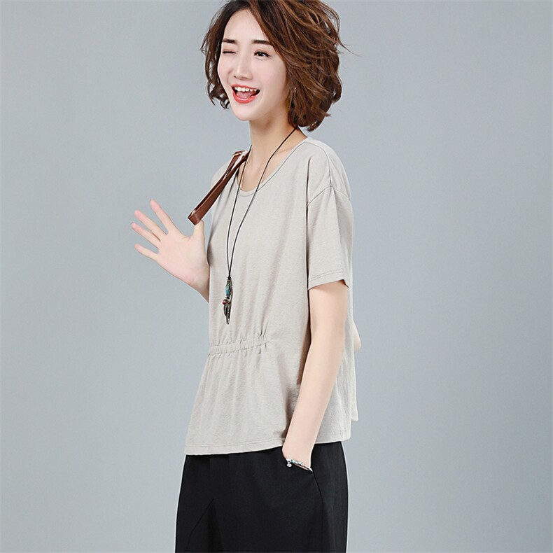 2021年夏季新款韩版休闲T恤女宽松显瘦半袖上衣服女士打底衫棉图片