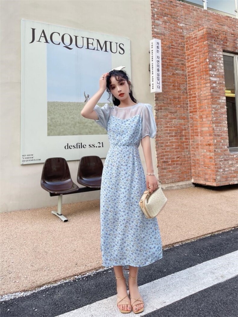 假两件套碎花，其它，安玖拉