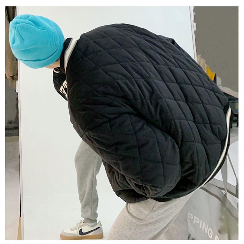 棒球服棉衣男潮牌字母棉服港风ins菱形格情侣夹克外套M8002p58,男装夹克,电商D315