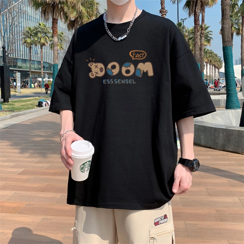 港风夏季重磅纯棉宽松230克圆领五分短袖T恤-T701-P20,男装T恤,星座310B