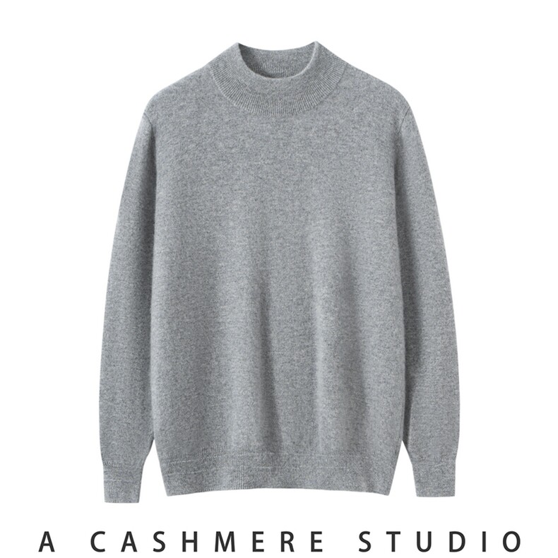 2025年秋季半高领时尚百搭通勤简约休闲长袖青春流行，男装羊绒套衫，朝思纯山羊绒