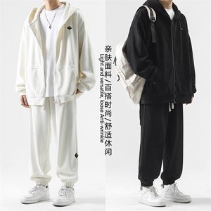 简约潮流连帽外套秋季宽松休闲运动束脚卫裤两件套TZ852-特批-123图片