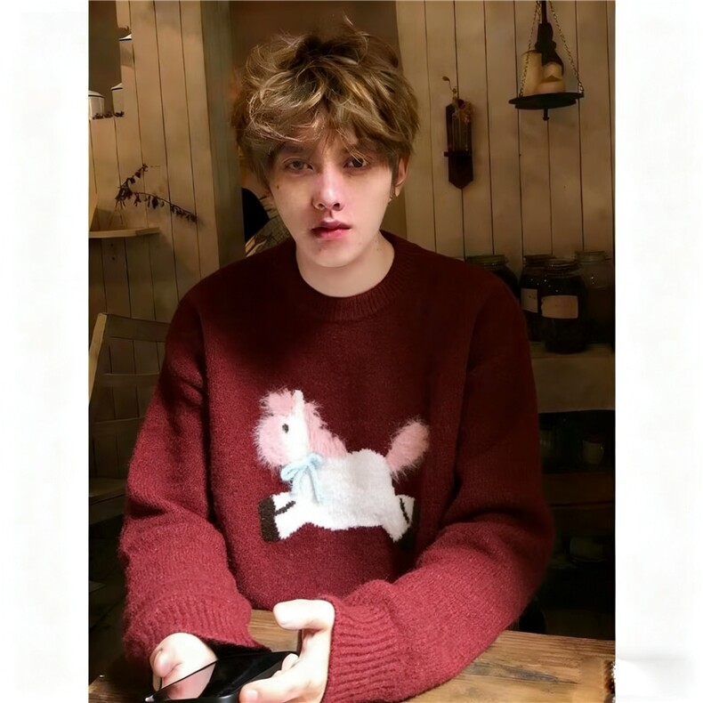 新年红本命年百搭提花毛衣男女秋冬季新款针织衫MA420,男装针织衫/毛衣,星座1116A（原606A-3）