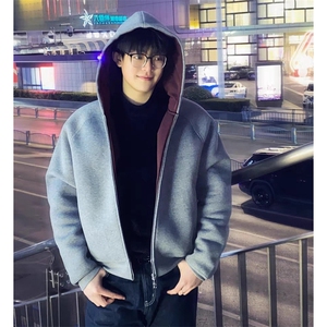 抖音得物品质 26春装美式高街重磅结构双层双面卫衣开衫外套XS107图片